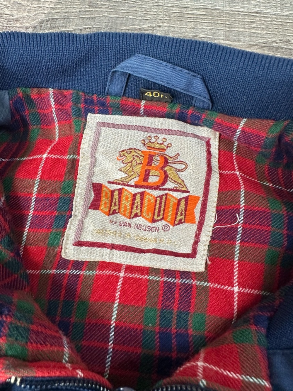 Vintage Baracuta Navy Bomber Jacket with Tartan Lining Button Collar Men’s 40R - Picture 4 of 16